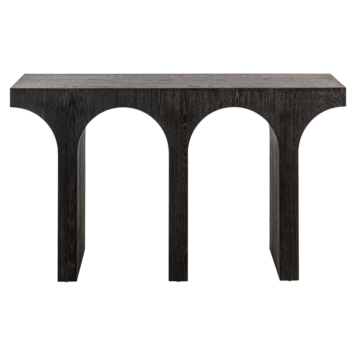 Schwarzer Konsolentisch aus Holz mit Bogenmotiv
