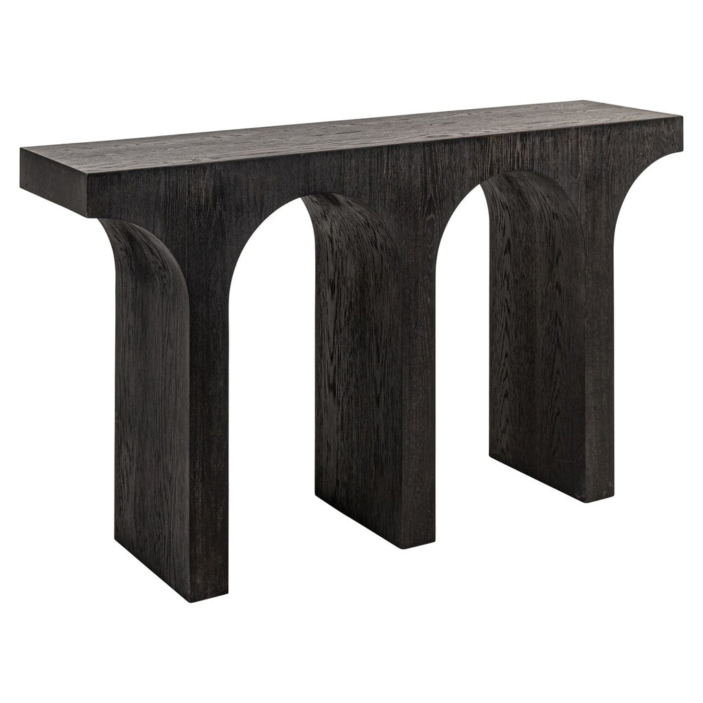 Schwarzer Konsolentisch aus Holz mit Bogenmotiv
