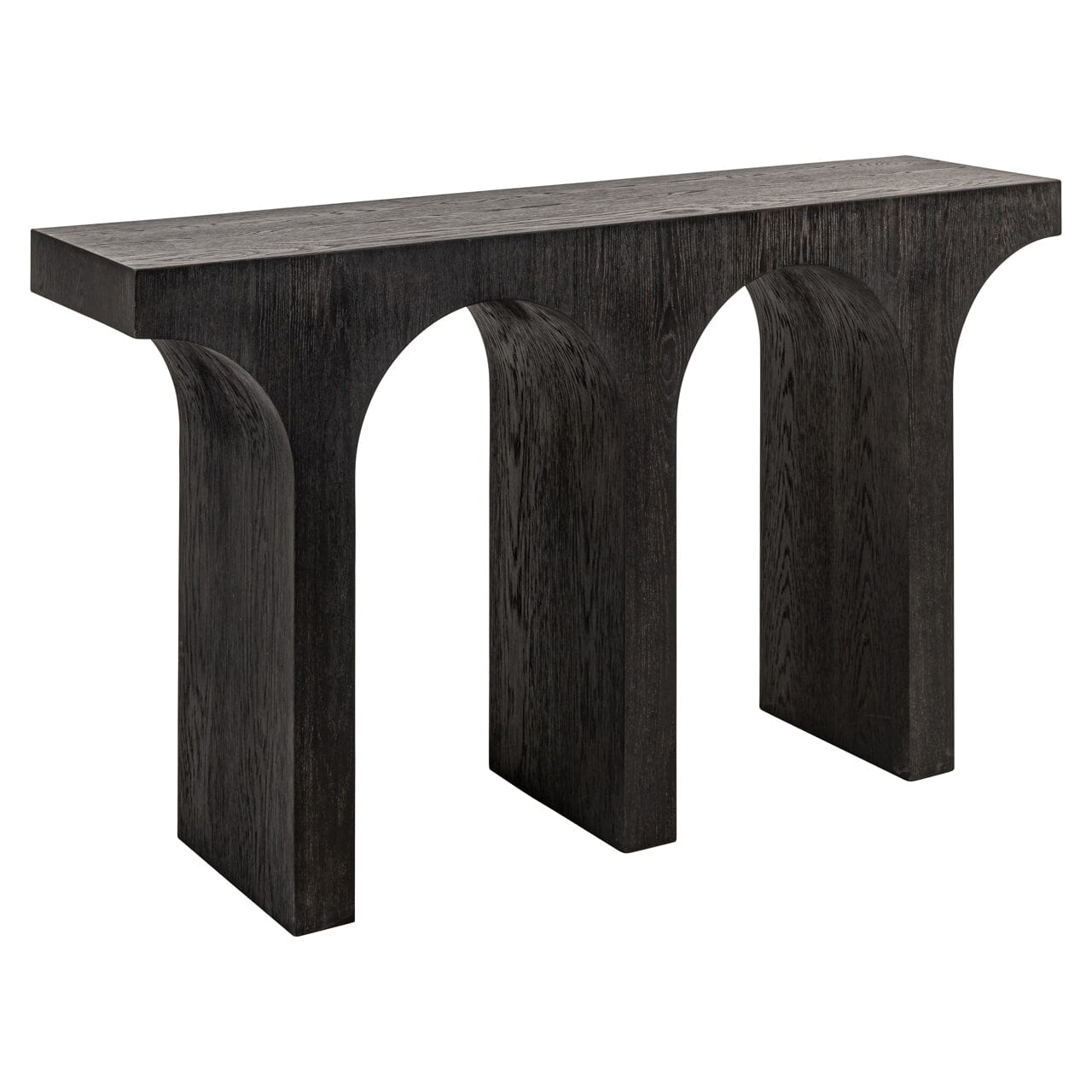 Schwarzer Konsolentisch aus Holz mit Bogenmotiv