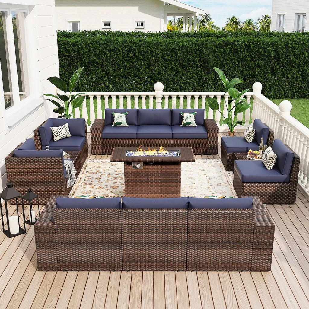 13-teiliges Gartenmöbel-Set mit Feuertisch