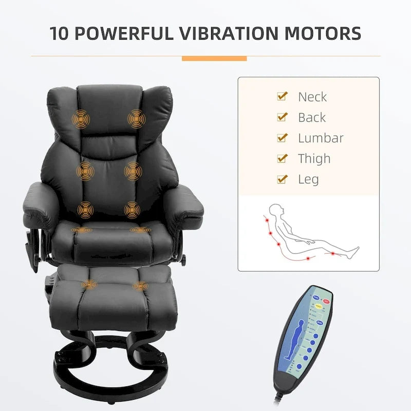 HOMCOM Massage-Liegesessel mit Hocker