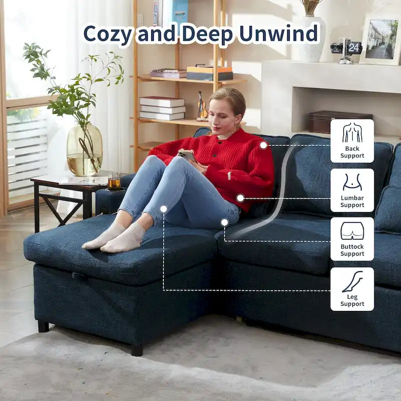 80 L-förmiges Schlafsofa, Sofabett mit Ausziehbett, umwandelbares Schlafsofa