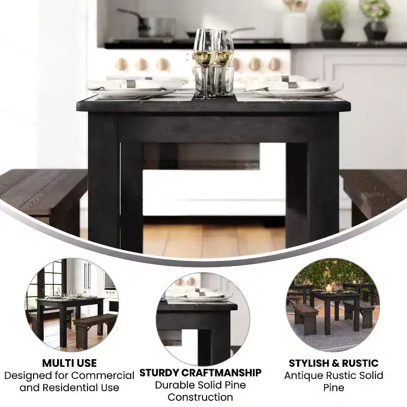 Flash Furniture 46 x 30 rechteckiger Esstisch aus massiver Kiefer im Landhausstil