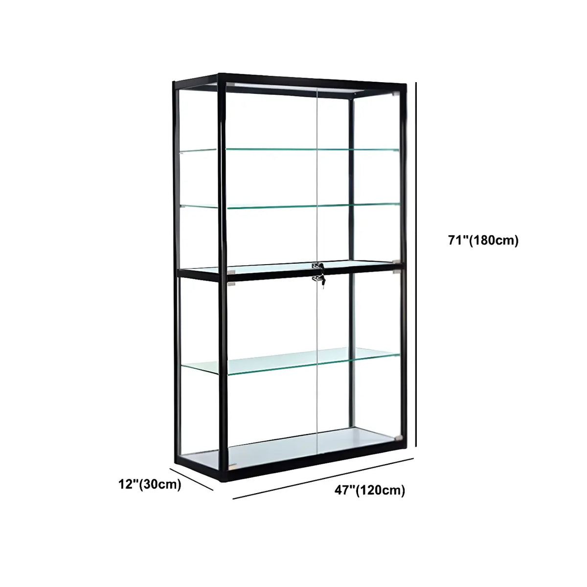 Zeitgenössische rechteckige Vitrine aus schwarzem Glas