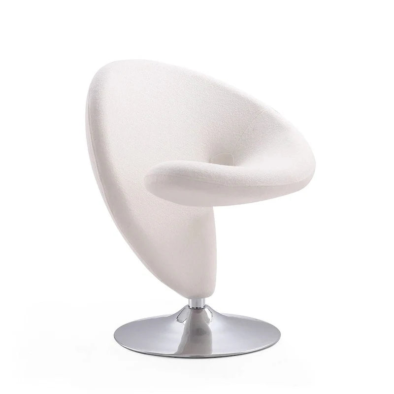 Manhattan Comfort Curl Akzentsessel mit Drehfunktion, Wollmischung und Chrom (2er-Set)