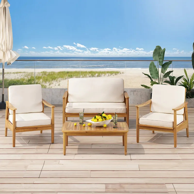 Willowbrook Outdoor Akazienholz 4-Sitzer Lounge-Set von Christopher Knight Home