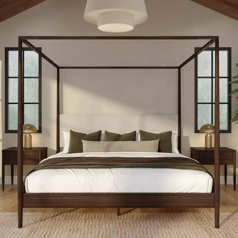 Harbor King Himmelbett mit gepolstertem Kopfteil, Blonde/Swiss Coffee (MD2411-01)