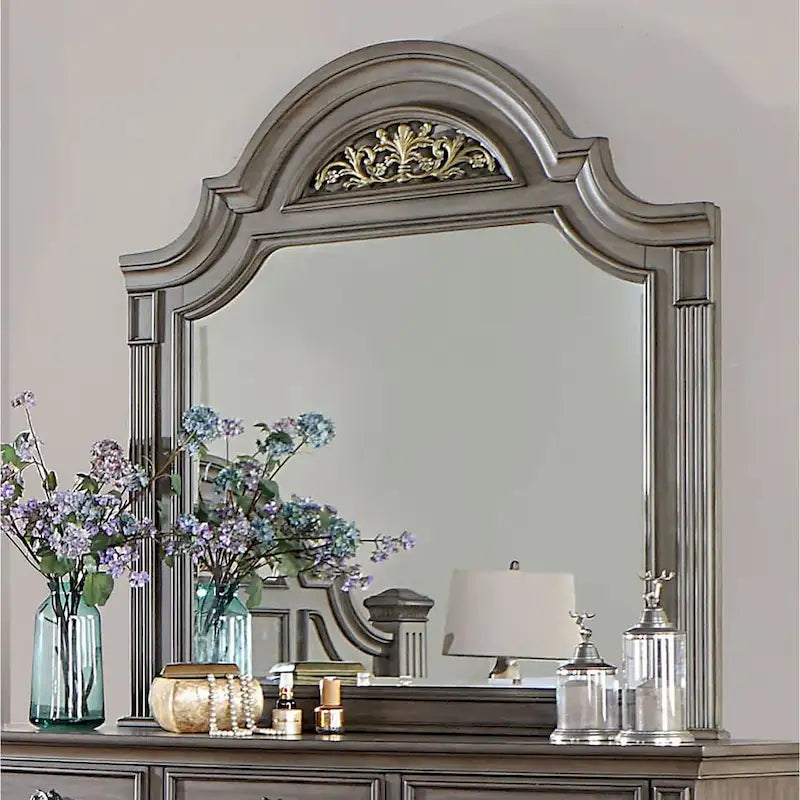 Vame Traditioneller 2-teiliger 9-Schubladen-Wäscheschrank und Spiegel von Furniture of America