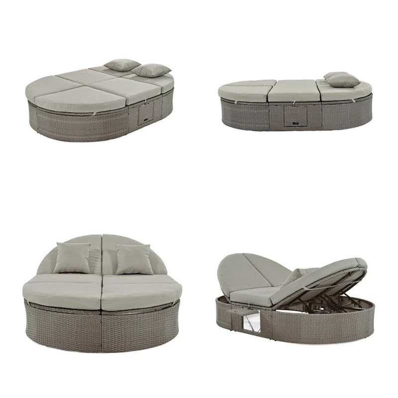 Outdoor Sonnenliege Gartenliege 2-Personen-Daybed mit Kissen und Polstern