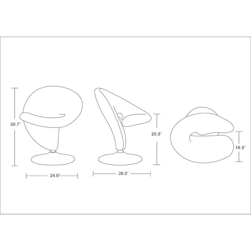 Manhattan Comfort Curl Akzentsessel mit Drehfunktion, Wollmischung und Chrom (2er-Set)