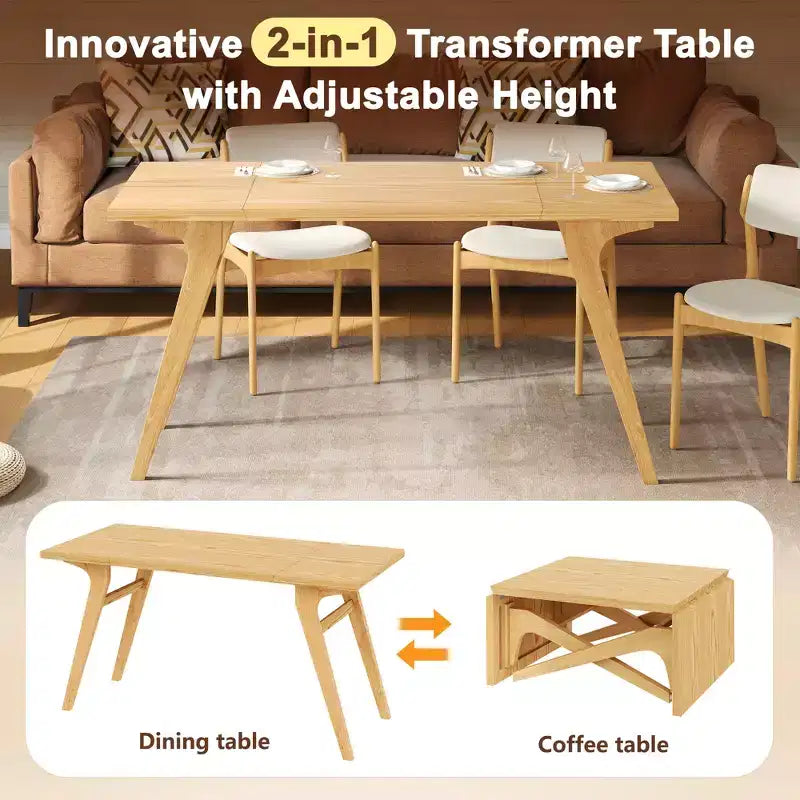 2-in-1 Couchtisch, ausziehbarer Esstisch, höhenverstellbarer Tisch für Zuhause & Büro, platzsparend – ModernLuxe
