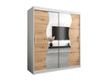 Kleiderschrank - Silbergrau/Weiß/Braun