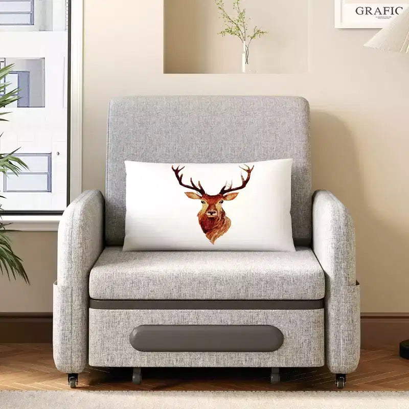 Gaoyangjiaju 3-in-1 Schlafsofa mit Stauraumschublade – Ausziehbares Schlafsofa mit Seitentasche & Kissen – Grau