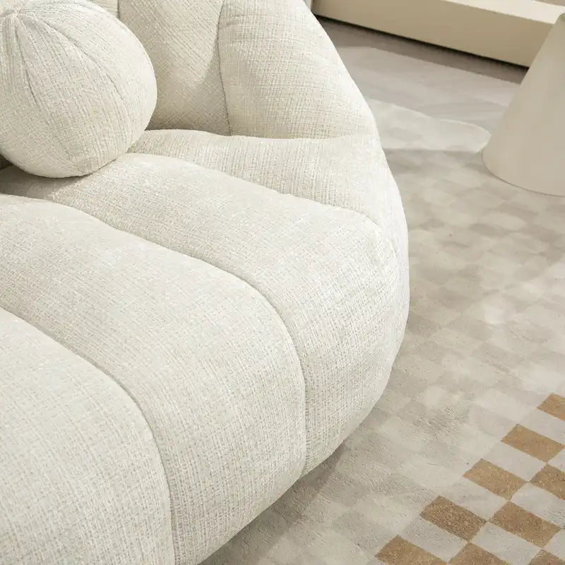 Weißer Chenille-Loungesessel (63,78 Zoll) mit hochdichtem Schaumstoff