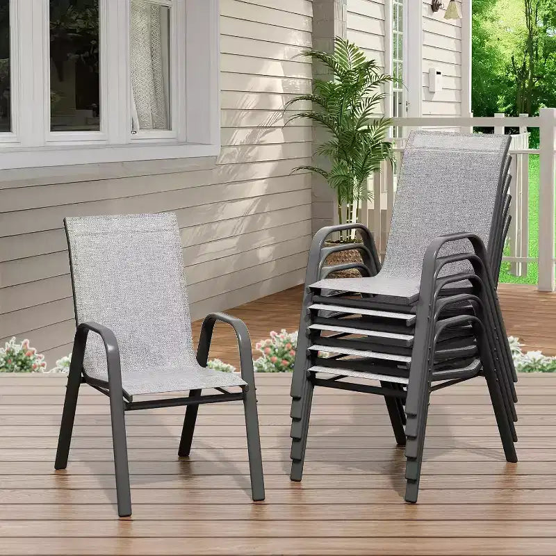 Terrassenstühle, stapelbare Outdoor-Esszimmerstühle, 4er-/6er-Set, wetterfeste, leichte Textilene-Outdoor-Stühle mit Armlehnen für Garten und Pool