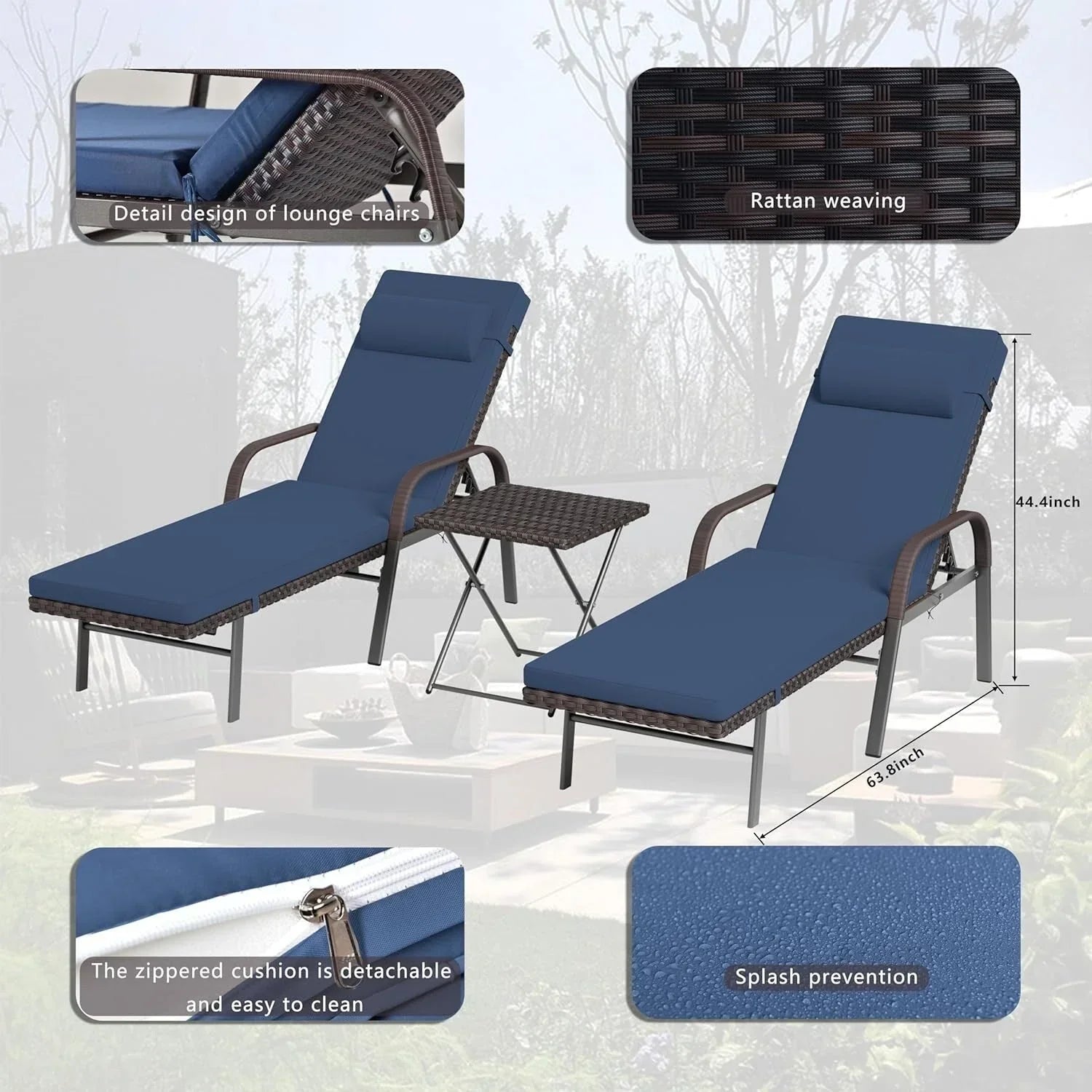 Kullavik 3-teiliges Outdoor-Loungemöbel-Set