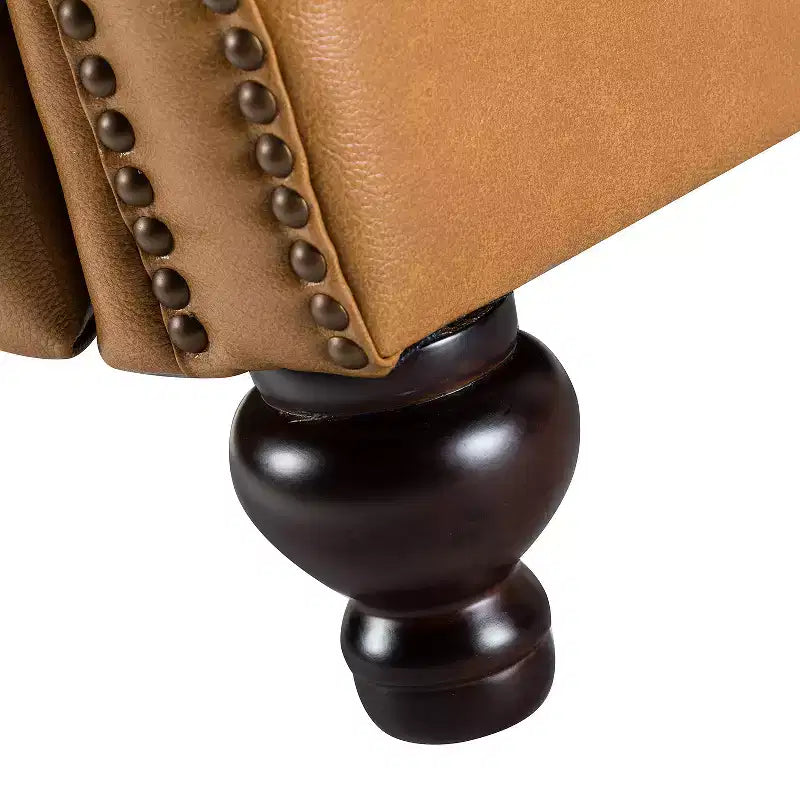 2er-Set Elisabete Modern Wingback Echtleder-Liegesessel mit Vintage-Nagelkopfleiste für Wohn- und Schlafzimmer | ART OF LIVING DESIGNS