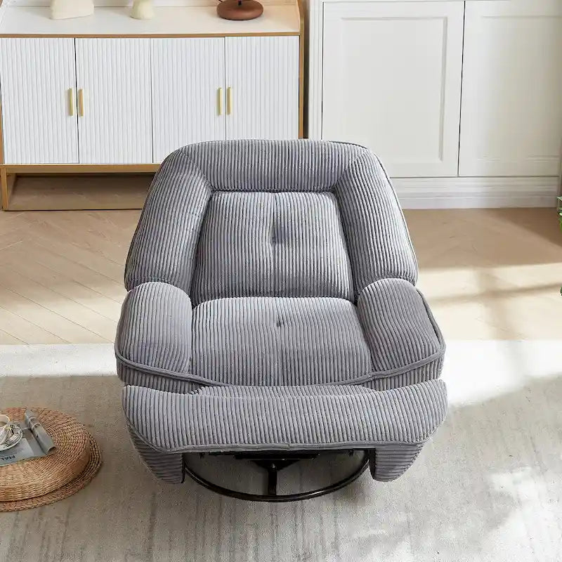 Drehbarer Relaxsessel aus Cord mit Gleitfunktion und Fußstütze für das Wohnzimmer
