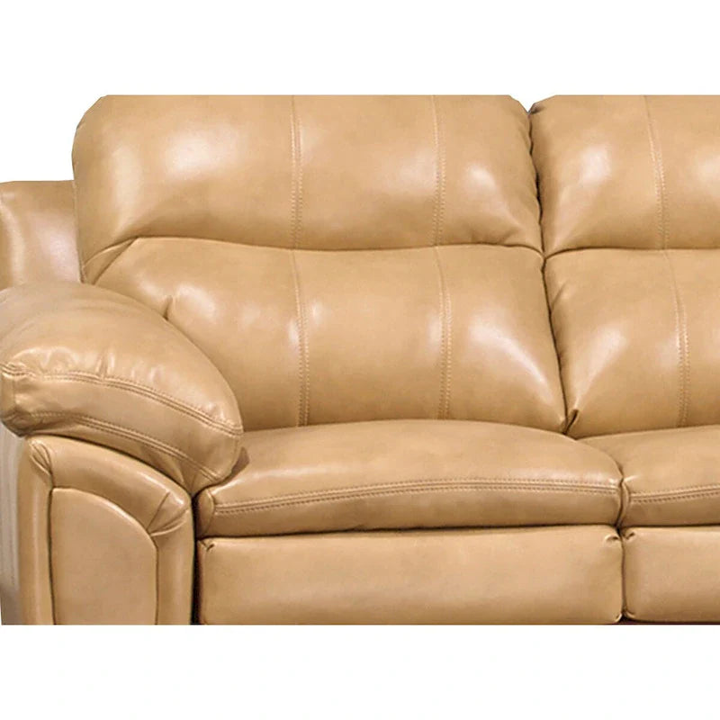 Simon Hellbraun-braunes Ledergel-Sofa, Loveseat und Sessel-Set