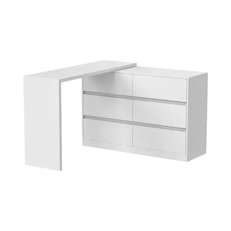 Intelligentes, drehbares/ausziehbares Buffet-Sideboard mit 6 Schubladen, erweiterter Arbeitsplatte, rutschfester Matte, drehbarem Esstisch, Kücheninsel-Vorratskammer