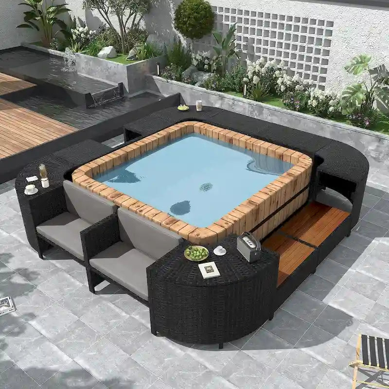 Spa-Umrandung Spa-Rahmen Quadratisches Outdoor-Rattan-Sofa-Set