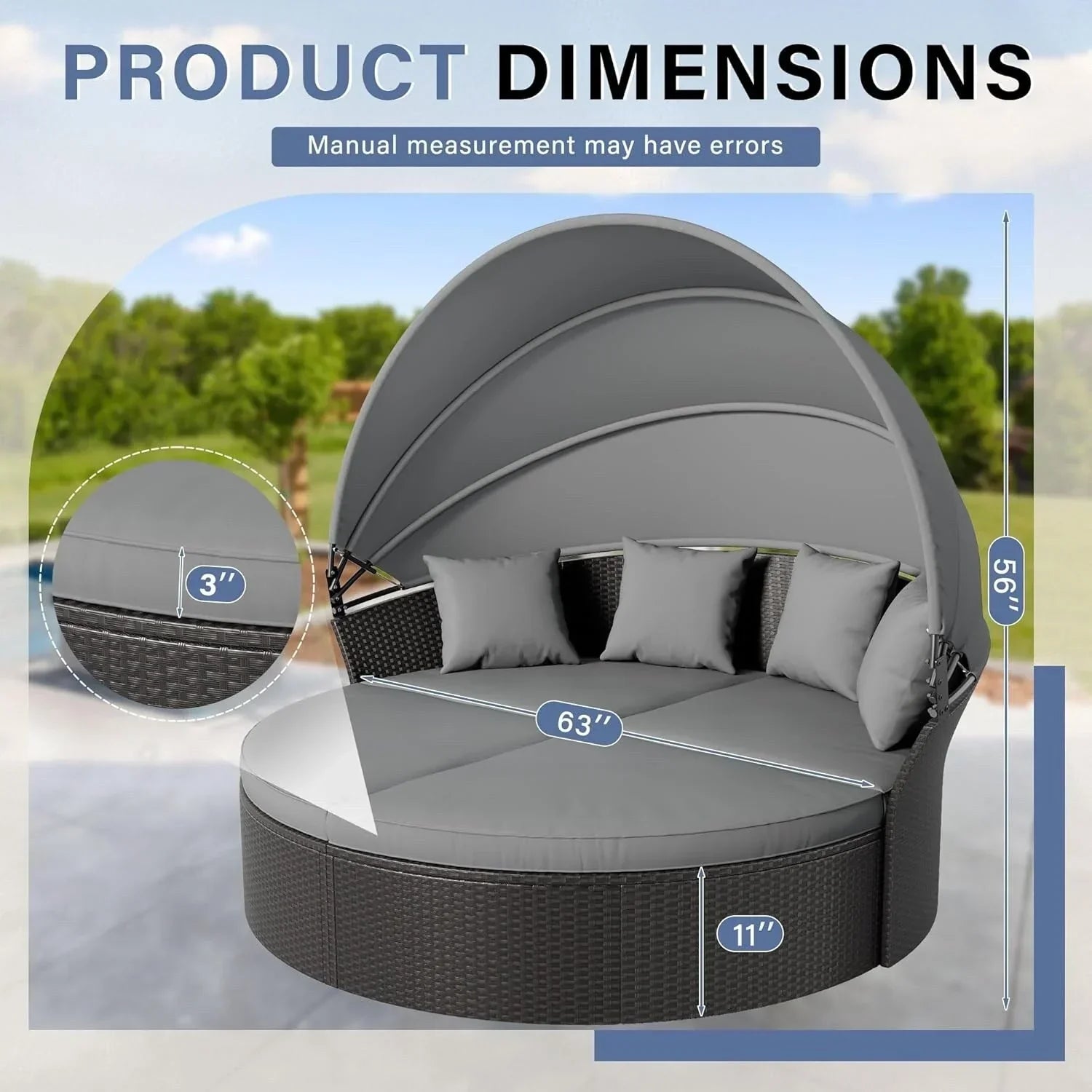 Nuon 4-teilige/5-teilige Outdoor-Garten-Sitzgruppe, Rattan-Tagesbett-Set mit Überdachung von Havenside Home
