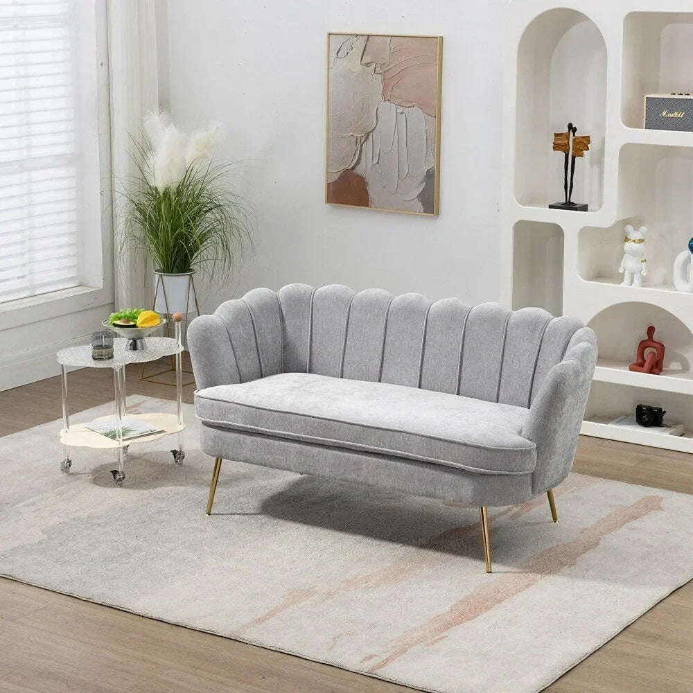 Kleines Mini-Zimmer-Sofa Zweisitzer mit Goldmetallfüßen - 2 Sitzer