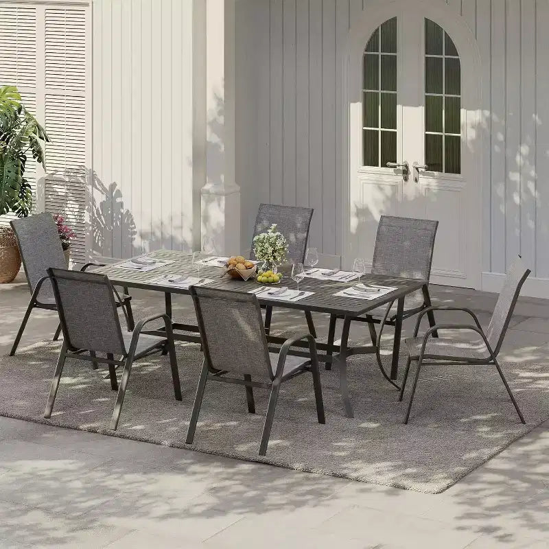 Terrassenstühle, stapelbare Outdoor-Esszimmerstühle, 4er-/6er-Set, wetterfeste, leichte Textilene-Outdoor-Stühle mit Armlehnen für Garten und Pool