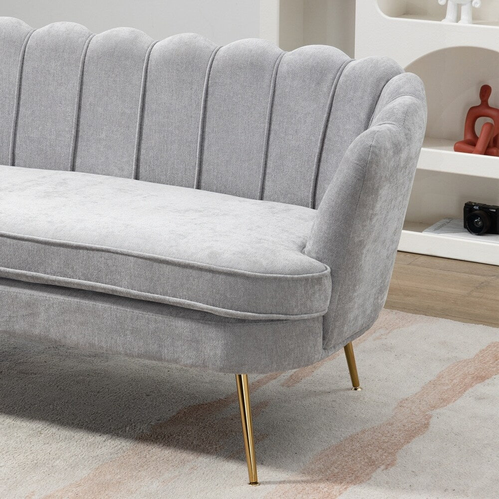 Kleines Mini-Zimmer-Sofa Zweisitzer mit Goldmetallfüßen - 2 Sitzer
