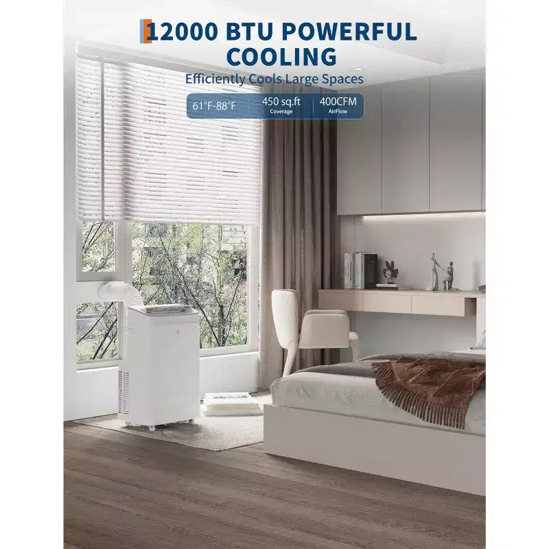 15.000 BTU mobile Klimaanlage, 3-in-1 tragbares Klimagerät mit Entfeuchter & Ventilator, Schlafmodus, Fernbedienung & LED-Panel, kühlt 850 Sq.Ft., leise