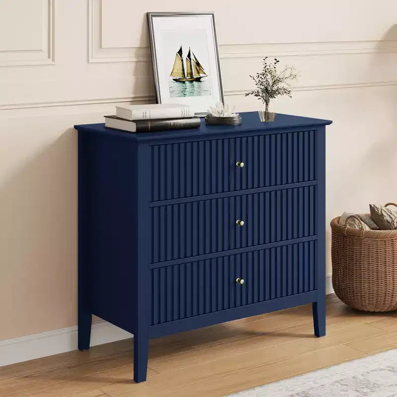Heynemo Kommode mit 3 Schubladen, lackiert, 76 cm hoher Holz-Nachttisch mit Stauraum, breite moderne Kommode mit Kugelauszug
