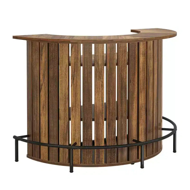 Bogenförmiger 4-stöckiger Mini-Bar-Tisch, moderner rustikaler Hausbarschrank mit Fußstütze und MDF-Konstruktion