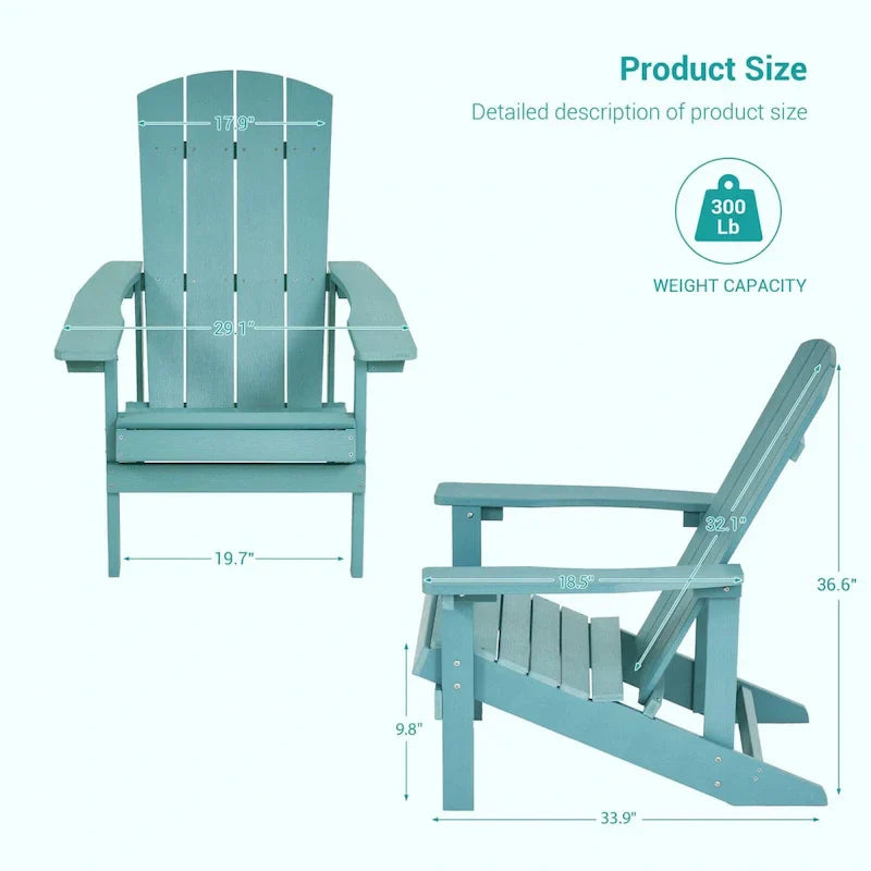 Bonosuki Wetterfeste Outdoor-Adirondack-Stühle aus Holz – 4er-Set