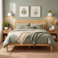 Christopher Knight Home Callahan Modernes Boho-Holz-Plattformbettgestell mit Rattan-Kopfteil
