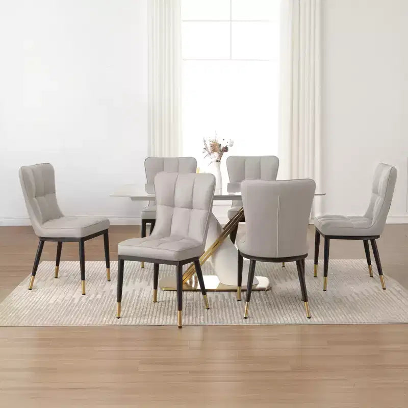 Bekrvio Esszimmerstühle 6er-Set, moderne gepolsterte Kunstledersitze mit hoher Rückenlehne, Metallbeine, armlose Küchenstühle für Wohn- und Esszimmer