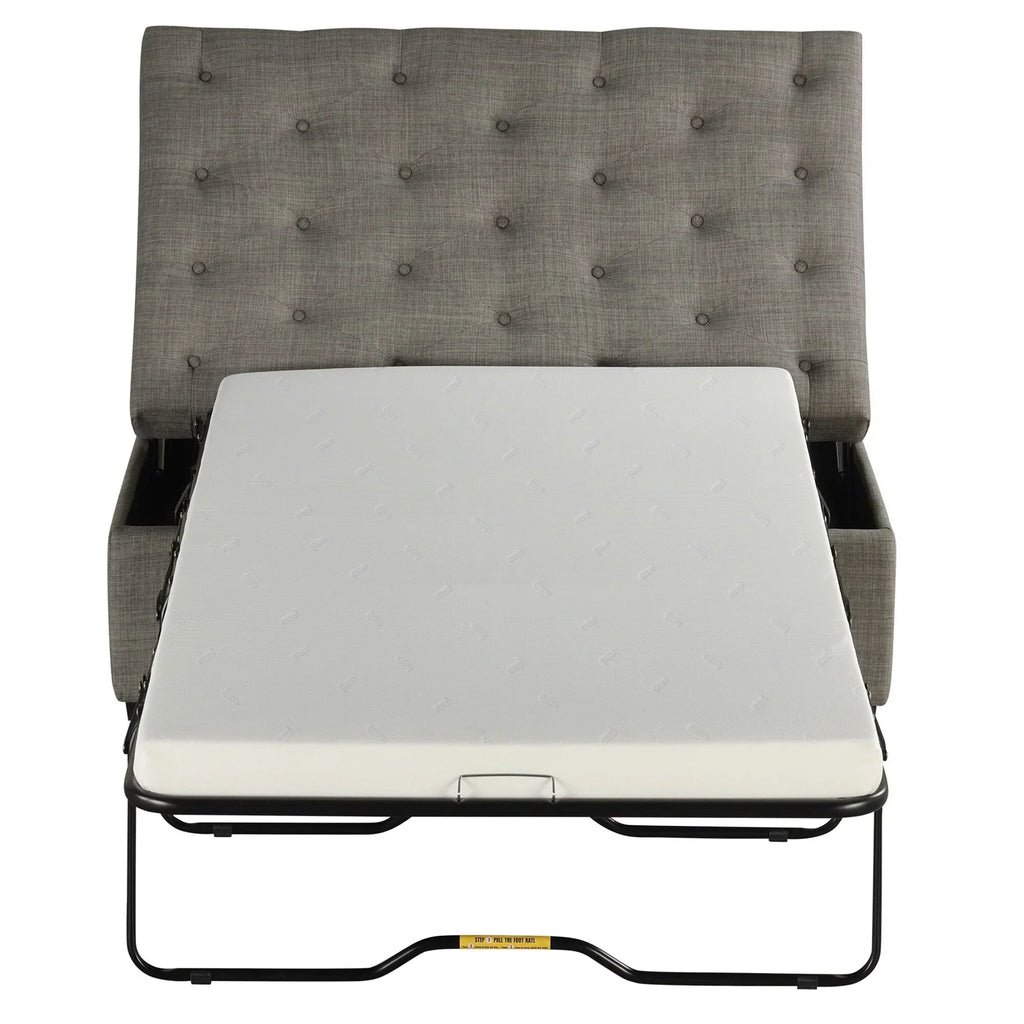 Klappsofa, 126 cm breiter Ottoman mit Klappsofa, wandelbarer Ottoman-Schlafsessel mit Memory-Matratze und getuftetem Design