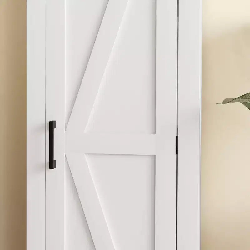 HOMCOM Bauernschrank mit verstellbarem Regal, Einzeltür-Akzentschrank für Wohnzimmer, Bodenspeisekammer, Weiß