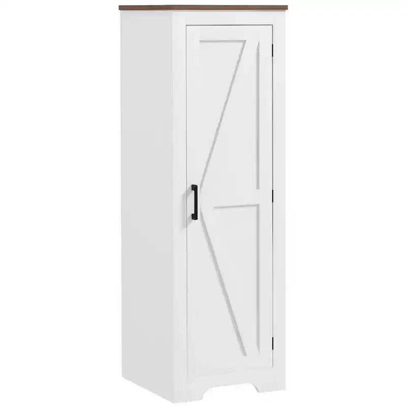 HOMCOM Bauernschrank mit verstellbarem Regal, Einzeltür-Akzentschrank für Wohnzimmer, Bodenspeisekammer, Weiß