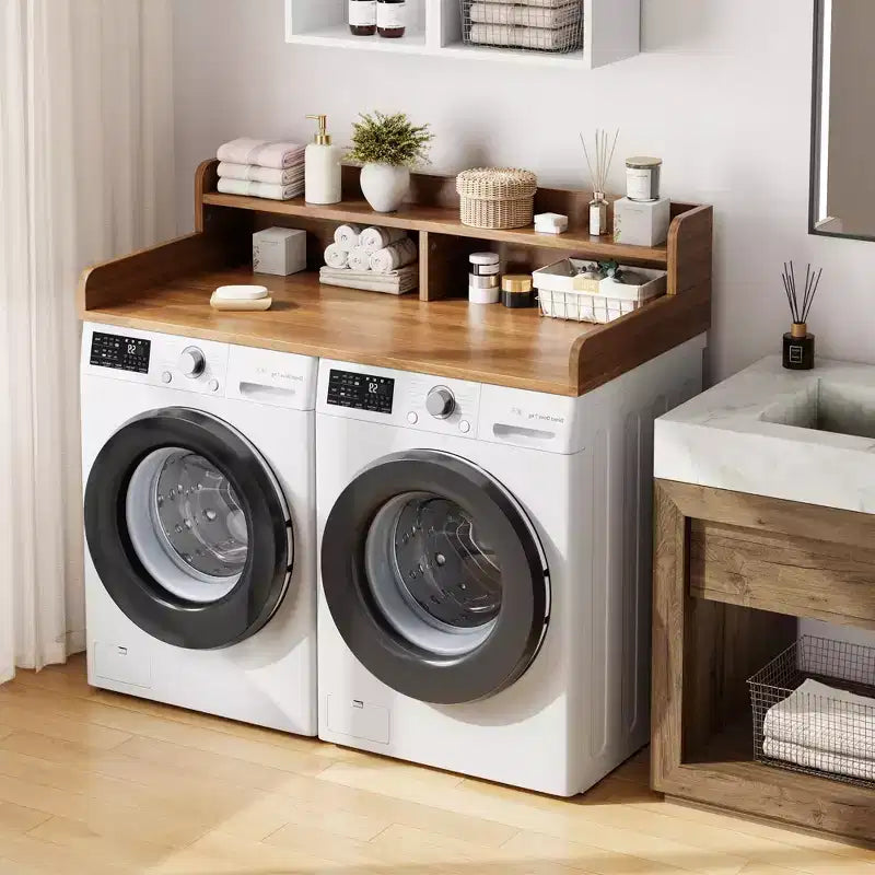 2-stufige Waschmaschinen- und Trockner-Arbeitsplatte mit Regal oder Schubladen, Wäsche-Arbeitsplattenabdeckung mit rutschfester Unterlage, 54X27.5 Wäsche-Topper zum Falten von Kleidung
