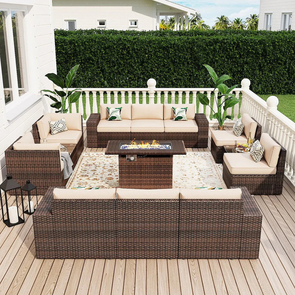 13-teiliges Gartenmöbel-Set mit Feuertisch