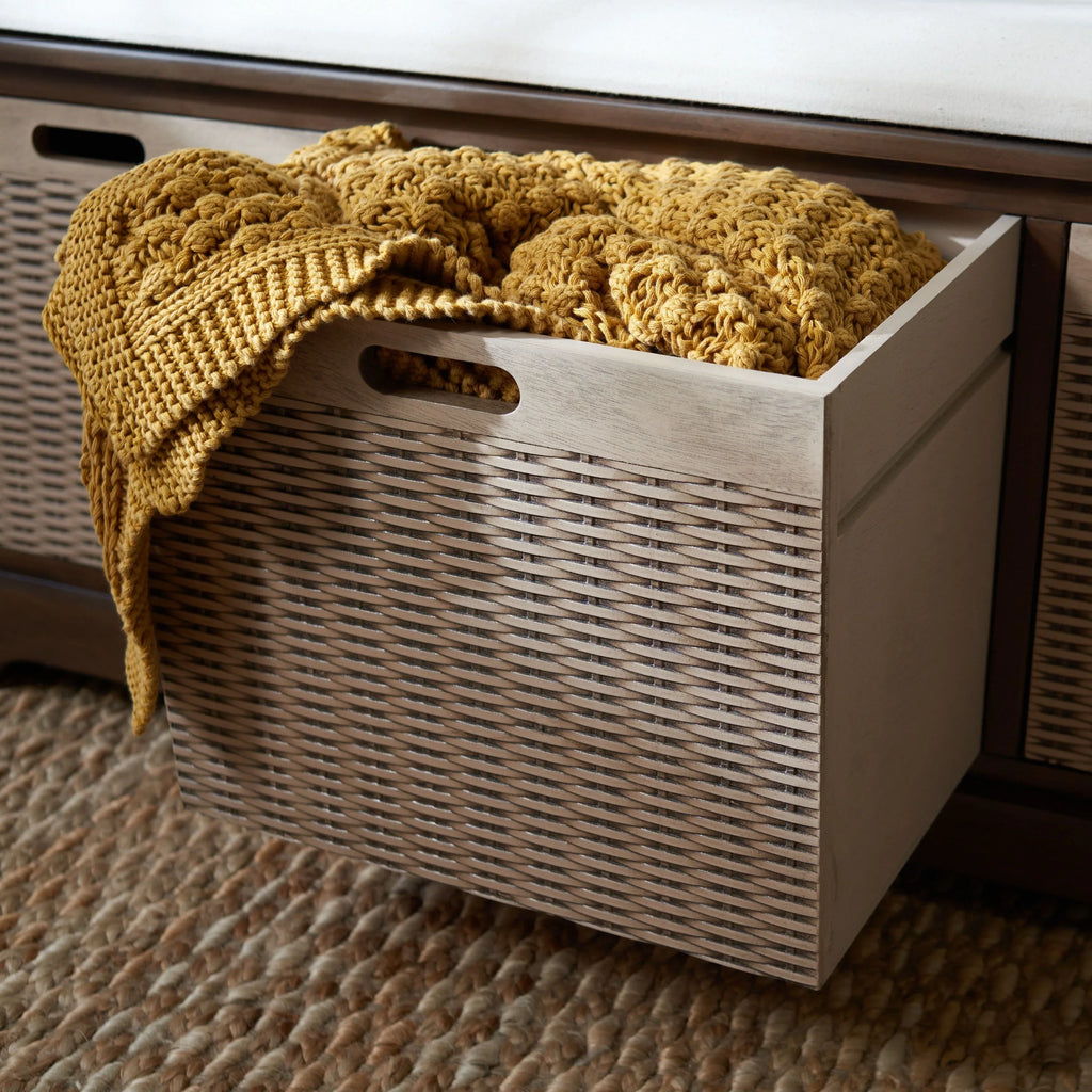 SAFAVIEH Fiorello 3-Schubladenbank mit Polsterung – 120 B x 38 T x 48 H cm – 120Bx38Tx48H