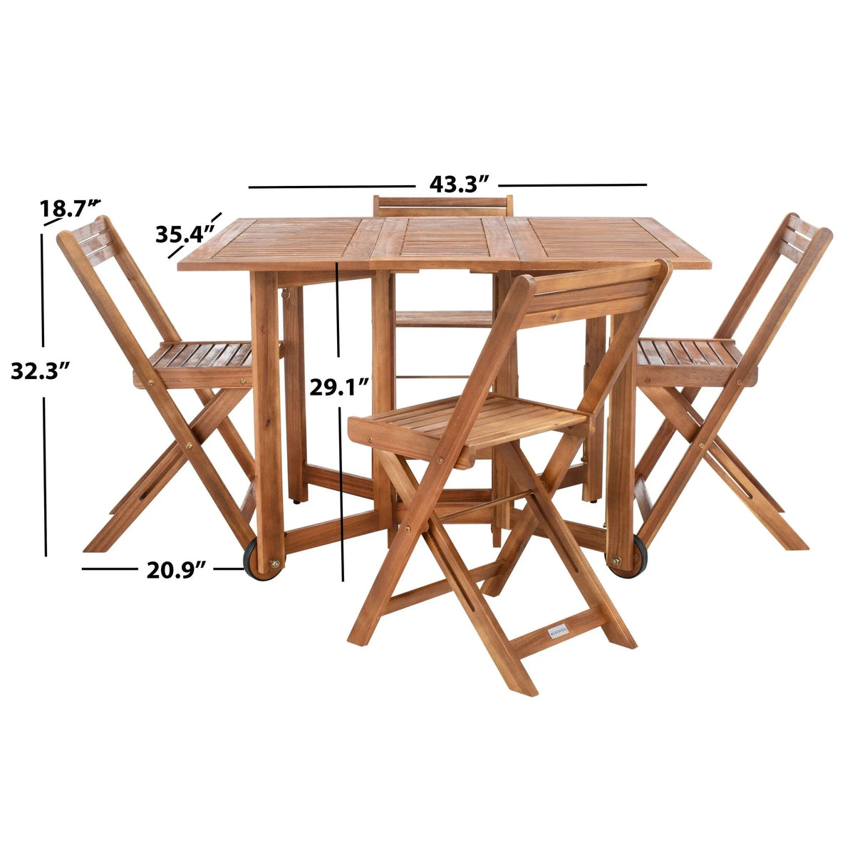 SAFAVIEH Outdoor Brandy 5-teiliges Outdoor-Esstisch-Set – 43Bx35Tx29H