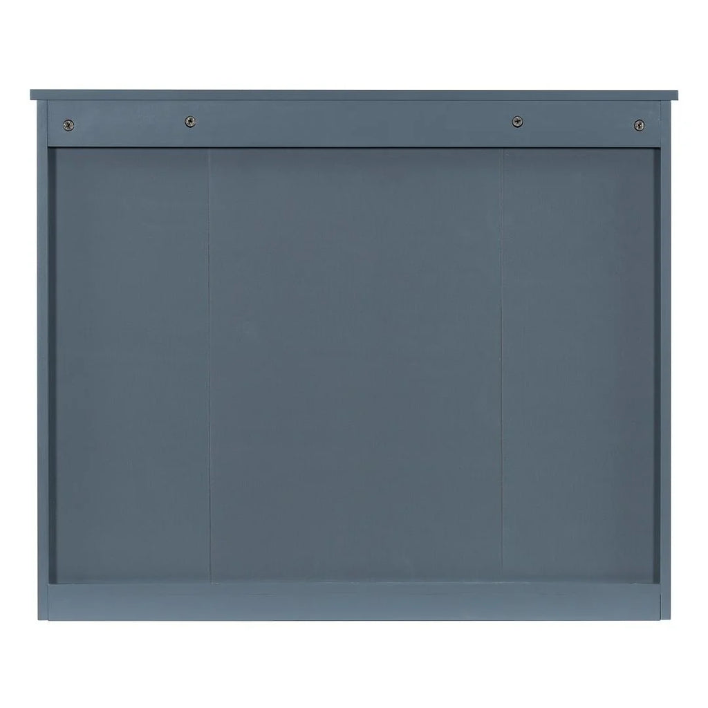 Moderner 36'' Badschrank mit Aufsatzwaschbecken und Spiegelschrank, 2 Türen und 2 Schubladen