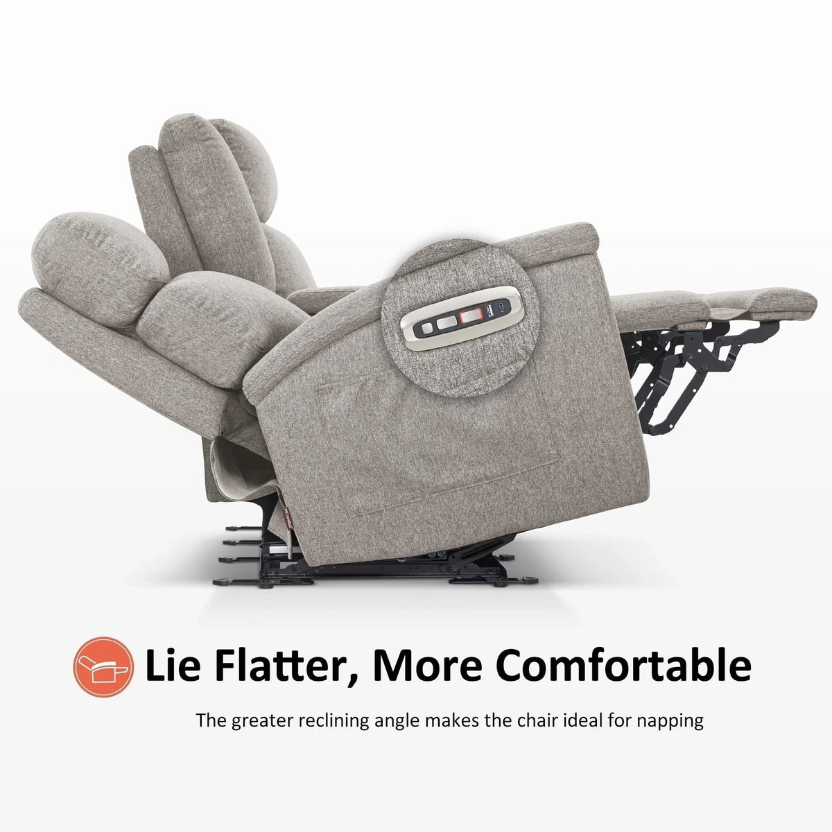 MCombo 60.2 Power Loveseat Relaxsofa mit Massage und zweifacher Heizung, verstellbarer Kopfstütze, USB- & Typ-C-Anschluss, Stoff