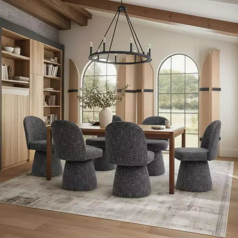 6er-Set moderne, armlose 360-Grad-Drehstühle mit Sockelgestell, elegante Akzentstühle für Küche, Esszimmer oder Büro – Panipeachy