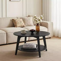 Honigbrauner runder Couchtisch mit 2 Ablageflächen, Maße 80 x 45 cm, ideal für das Wohnzimmer