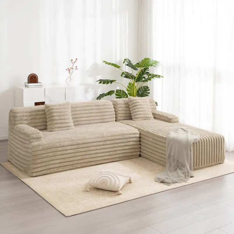 Cloud-Ecksofa, modernes Polstersofa mit 2 Wurfkissen, frei kombinierbares Sofa, modulares L-förmiges Ecksofa
