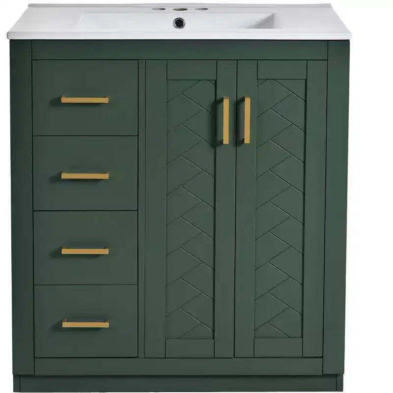 30 Zoll Einzelwaschtisch-Badschrank mit Unterschrank und 3 Schubladen – Schwarz / Blau / Grün / Indigo / Weiß