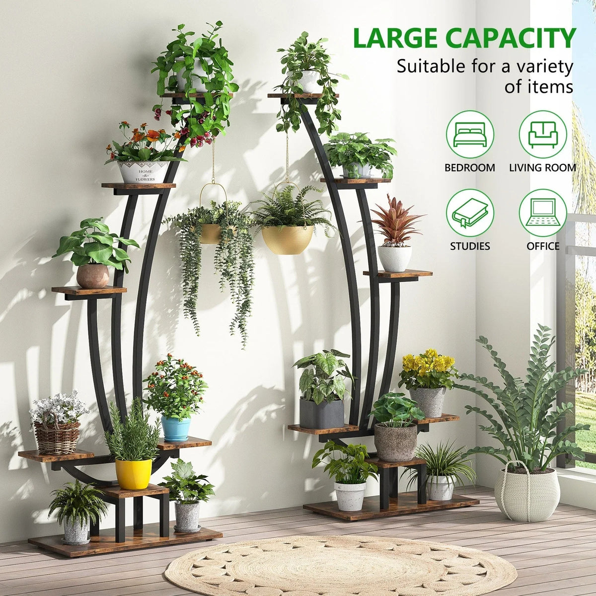 Pflanzenständer für den Innenbereich, 6-stöckiges Blumenregal für Haus und Garten – 2er-Set