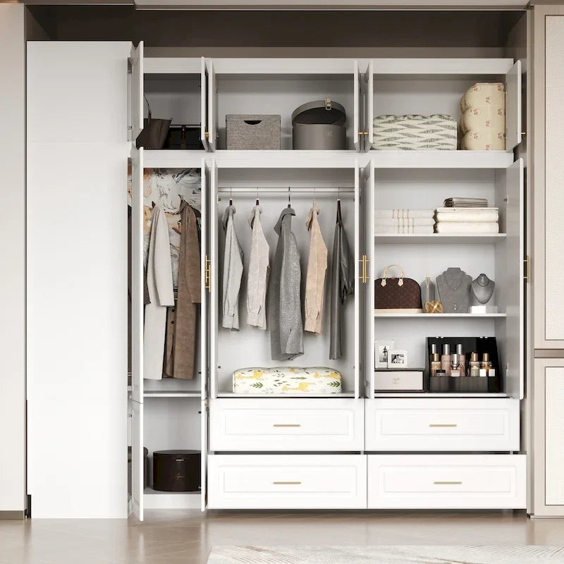 93.9H/74.2H Schrank Kleiderschrank Garderobe Hängende Schubladen Aufbewahrung